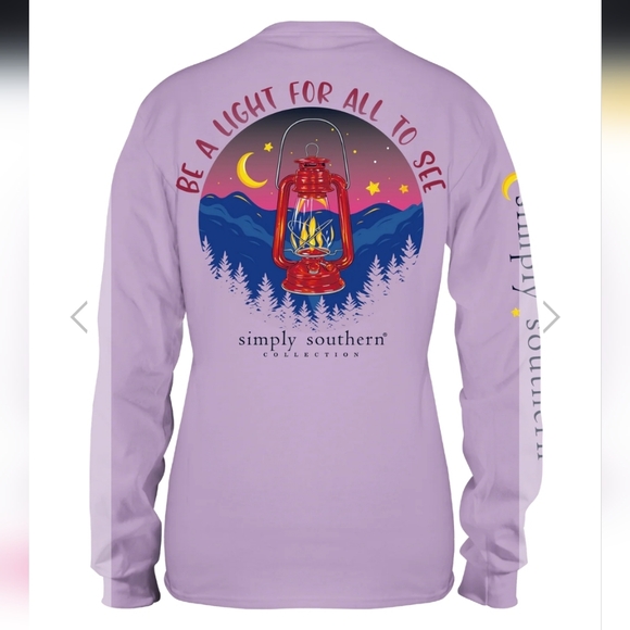 ✨️🌙NWT Simply Southern "Be a Light Lantern Long Sleeve T-Shirt" Lilac💜 XXL - Picture 2 of 13